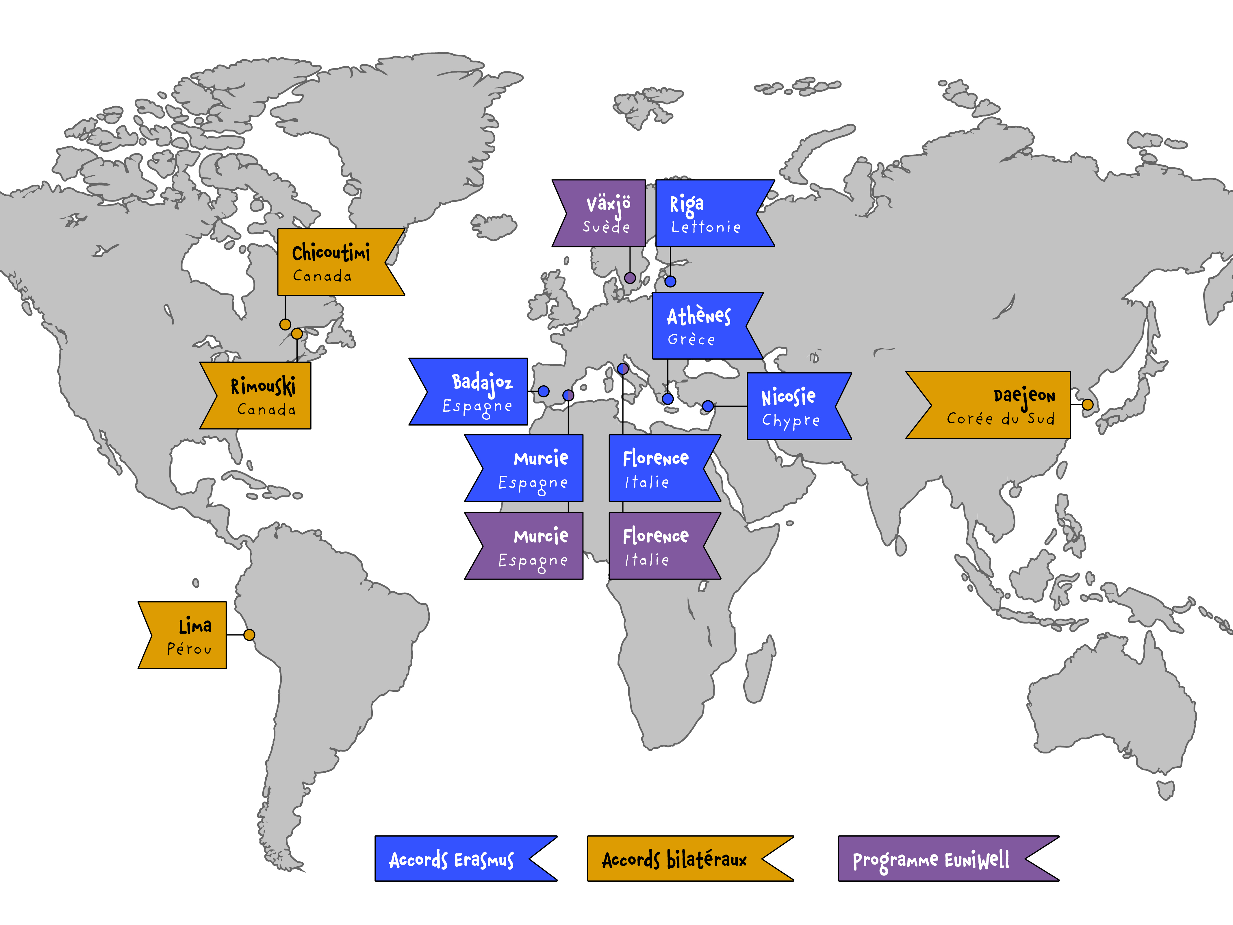Partenaires internationaux de l'IUT de La Roche-sur-Yon
